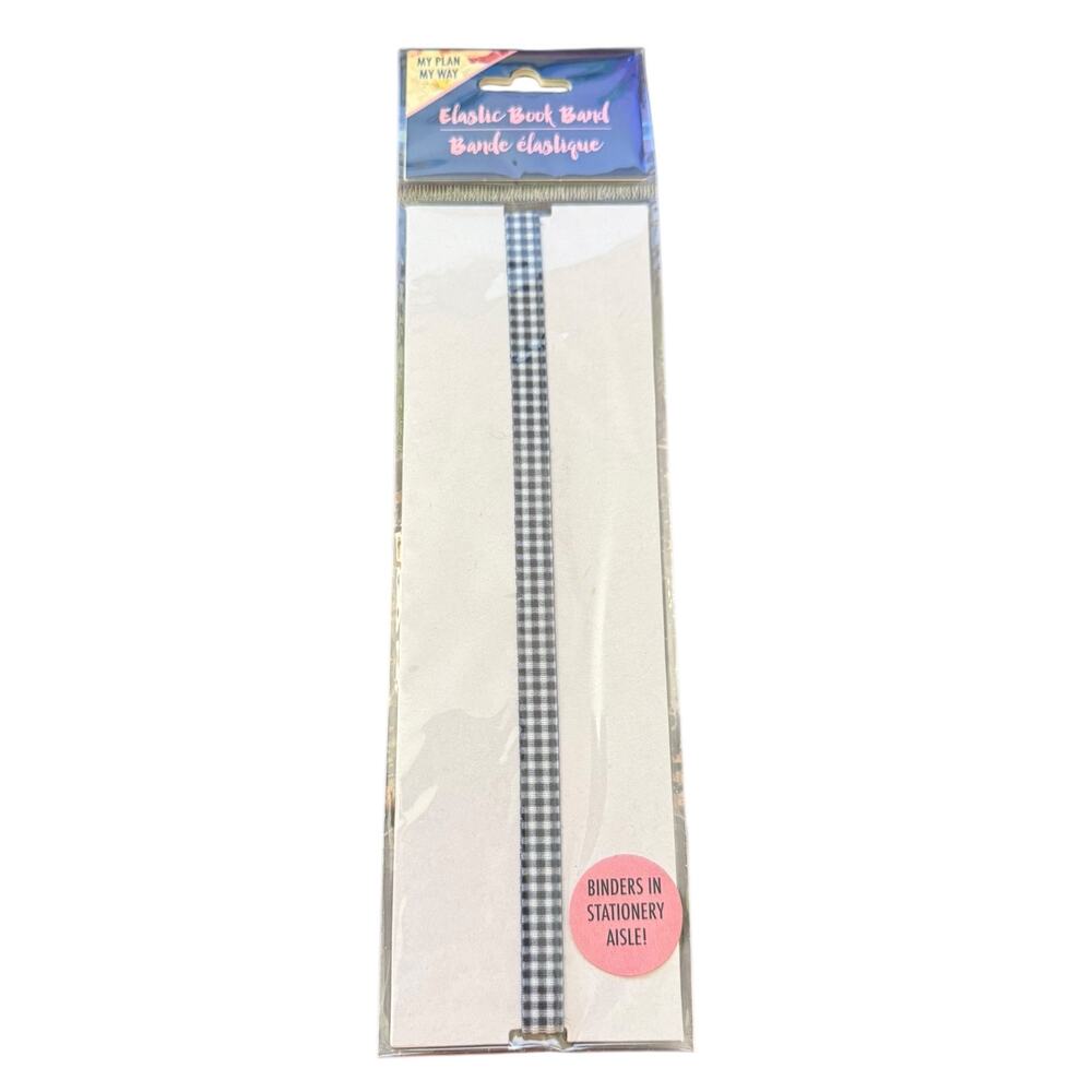 My Plan My Way Elastic Bookmark Black White Gingham